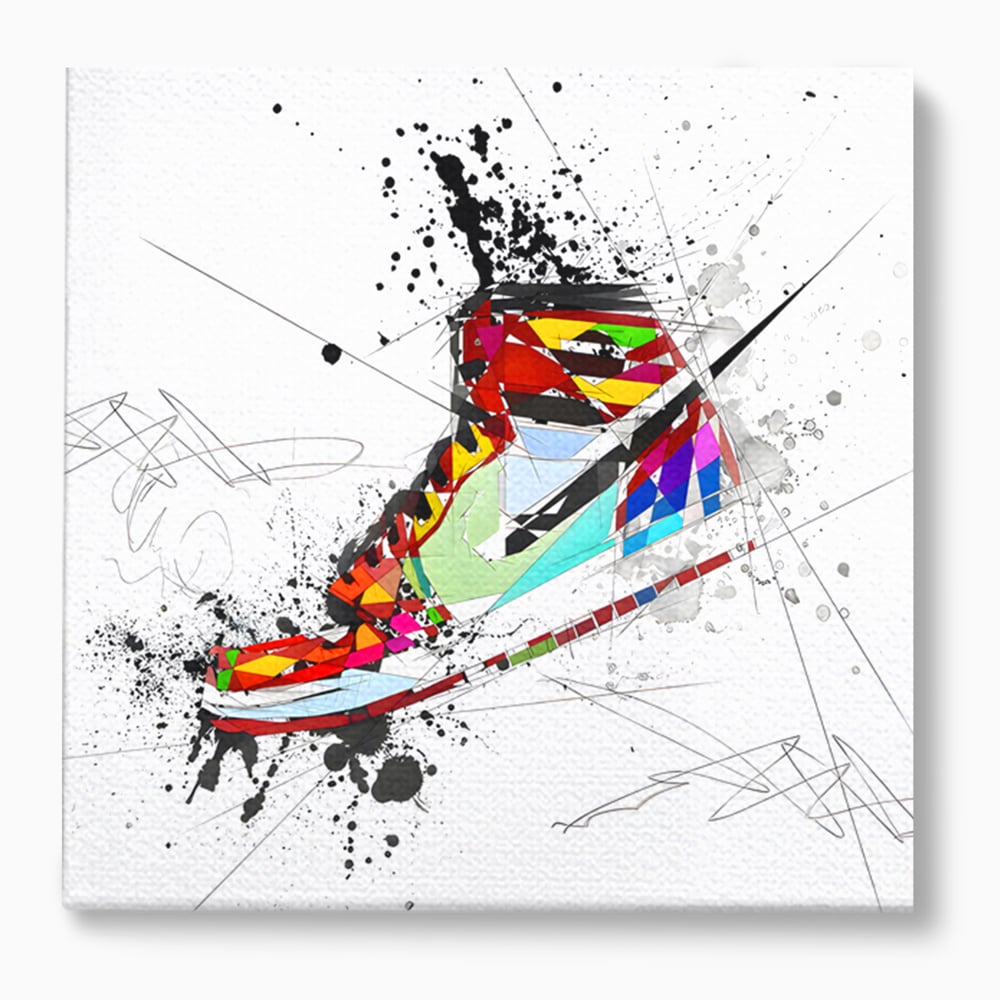 Tablou canvas cu tablou canvas cu adidasa geometric colorat, fara rama, pe sasiu de lemn